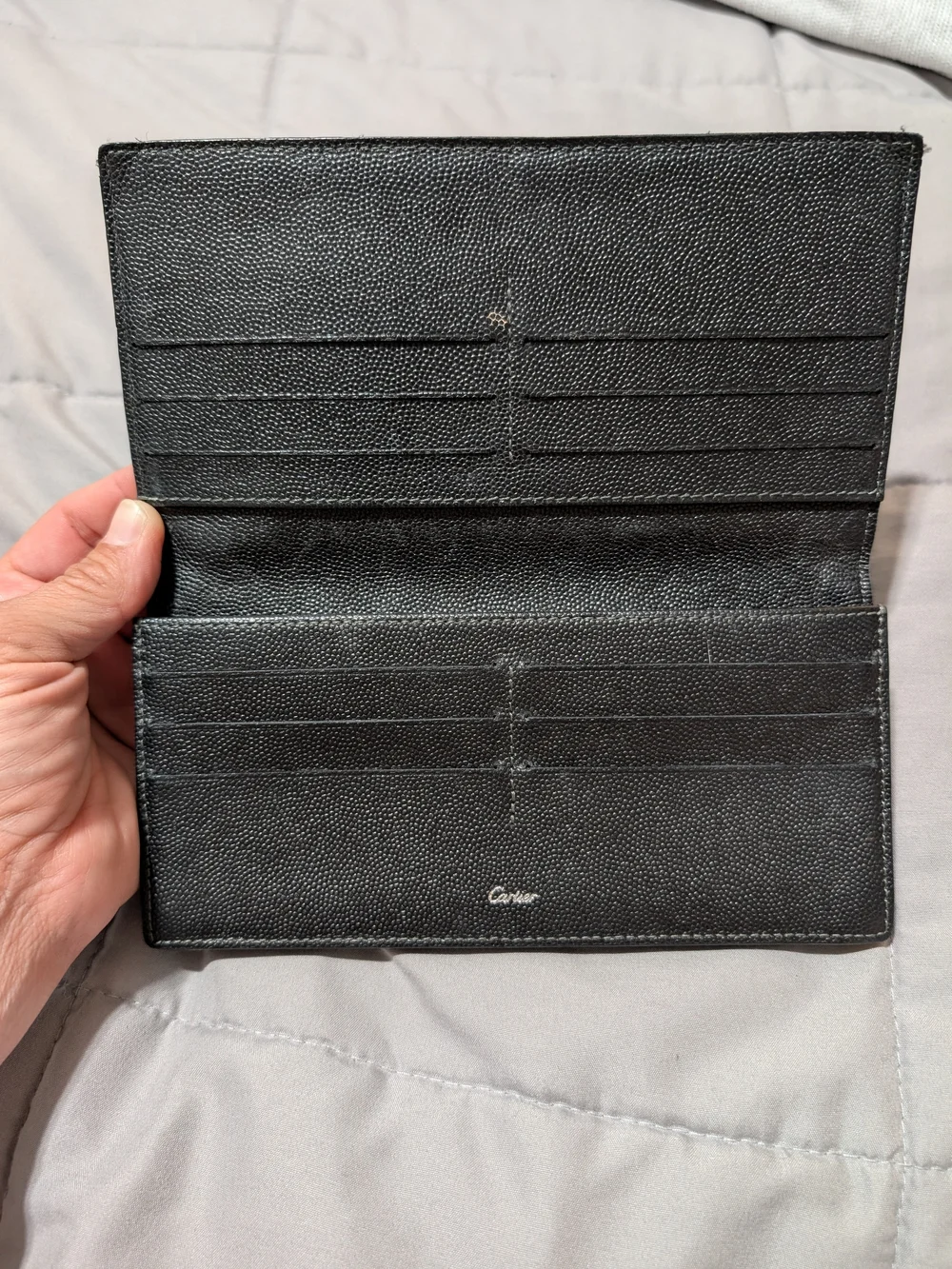 Vintage Cartier Black Men's Leather Pocket Secretary Wallet